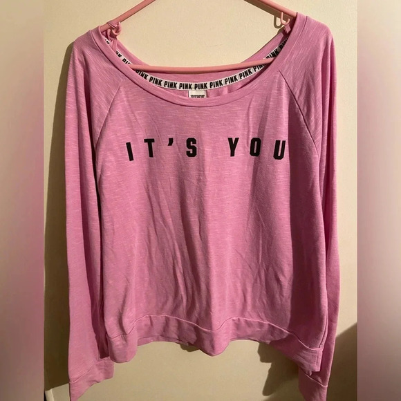 Victoria’s Secret PINK It’s You Not Me Scoop Neck Sweatshirt Large - Picture 1 of 8